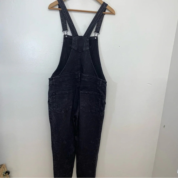 Forever 21 Denim Overalls Women 30 Black Fade Bib Pocket Y2K Western Retro Boho - Picture 6 of 12